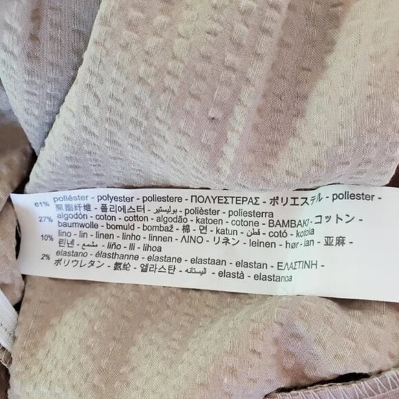 New Zara Textured Linen Blend V-Neck Sleeveless Belted Tan Jumpsuit NWT Small - Picture 15 of 16